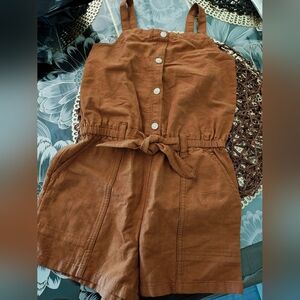 Old Navy Brown Button-Front Jumpsuit 6/7